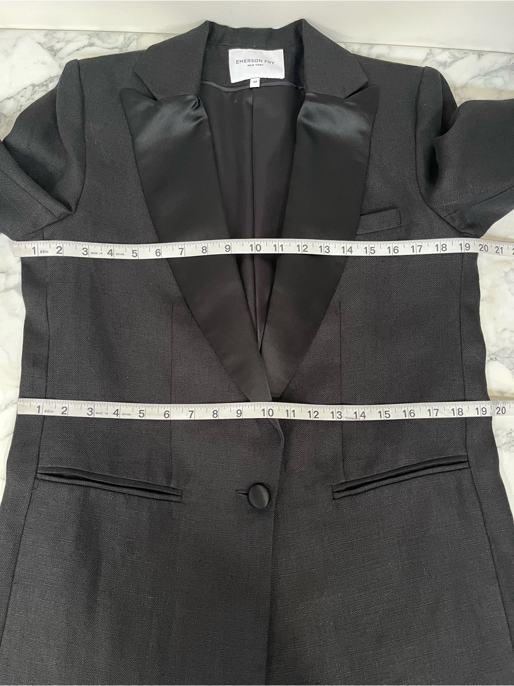Emerson Fry Wingtip Black Linen Silk Blazer Size 10 - Picture 4 of 10